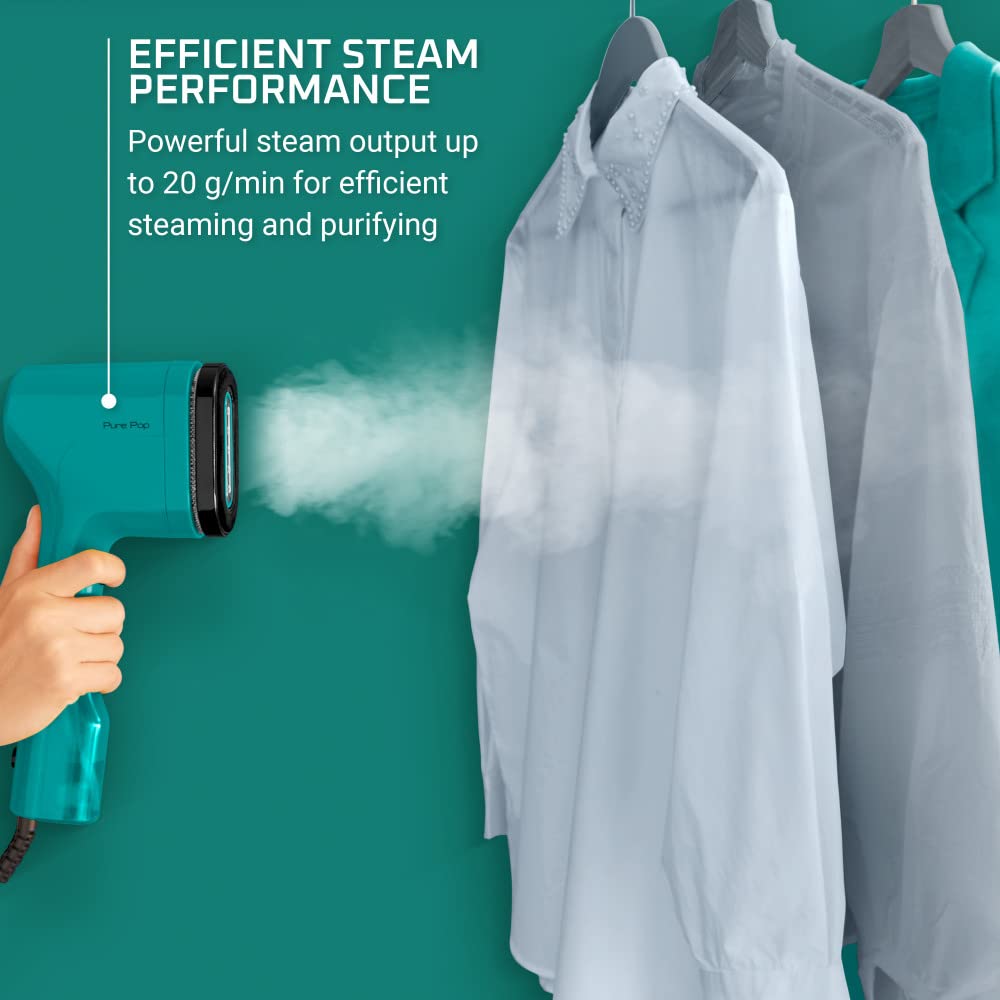 Rowenta, Steamer For Clothes, Purepop Handheld Steamer, 1.5Lbs, 15 Second Heatup, 2.3 Oz Capacity, 1150 Watts, Ironing, Green Cl
