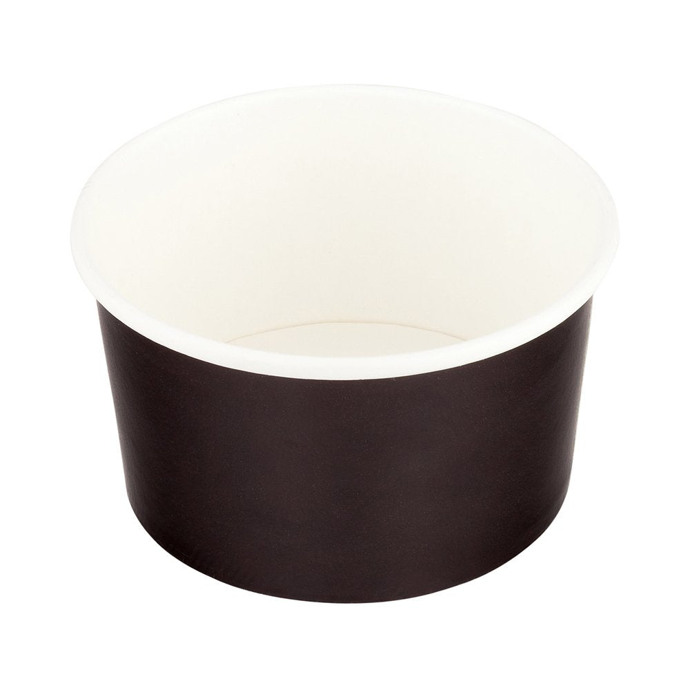 Coppetta 8-Ounce Dessert Cups, 200 Disposable Ice Cream Cups - Lids Sold Separately, Sturdy, Black Paper Frozen Yogurt Bowls, Fo