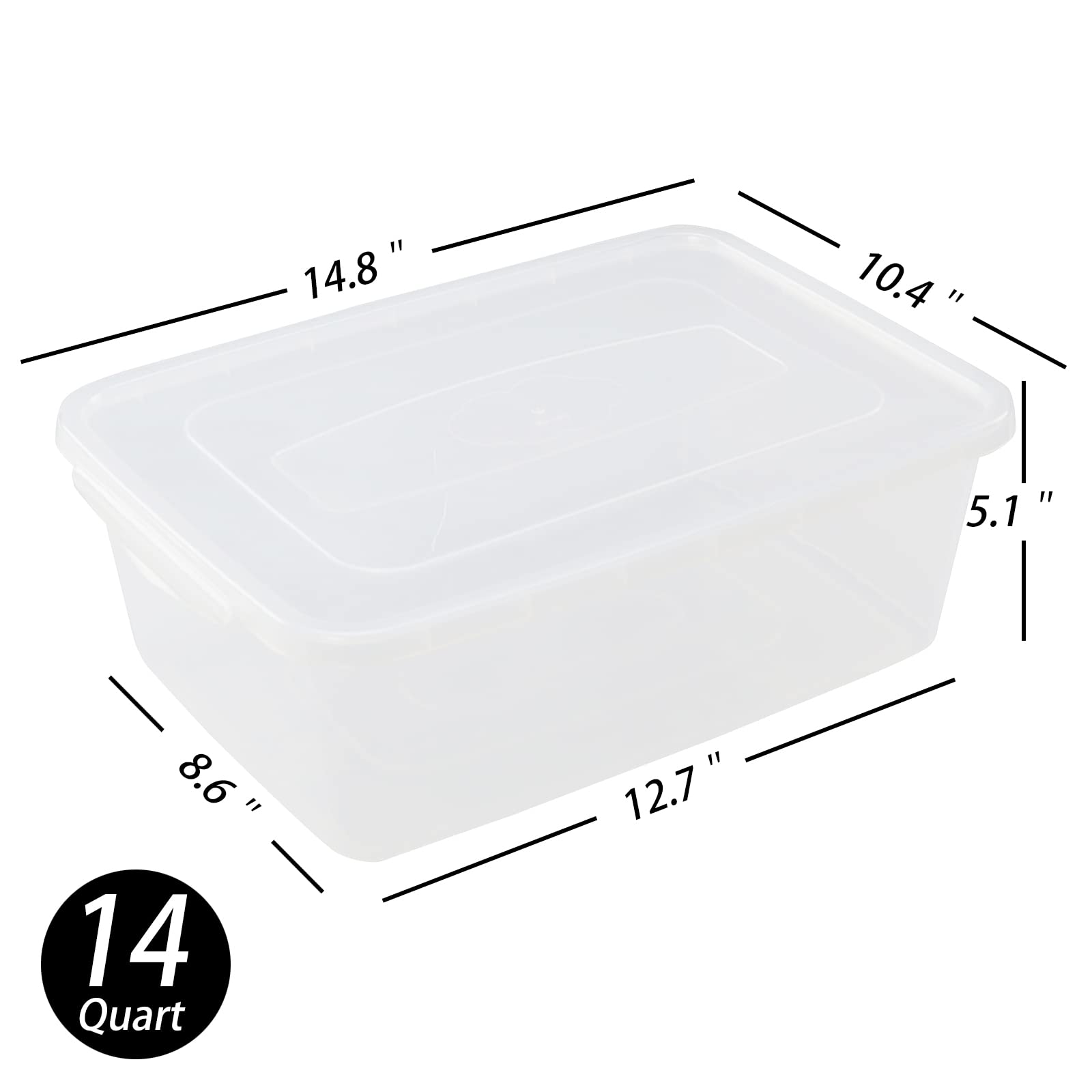 Ramddy 4 Packs 14 Quart Clear Latching Box, Plastic Storage Bin With Lid