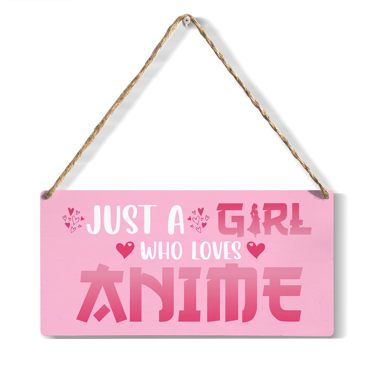 Funny Just a Girl Who Loves Anime Wood Sign Rustic Anime Lovers Wooden Hanging Plaque for Home Living Room Girl Bedroom Wall Art