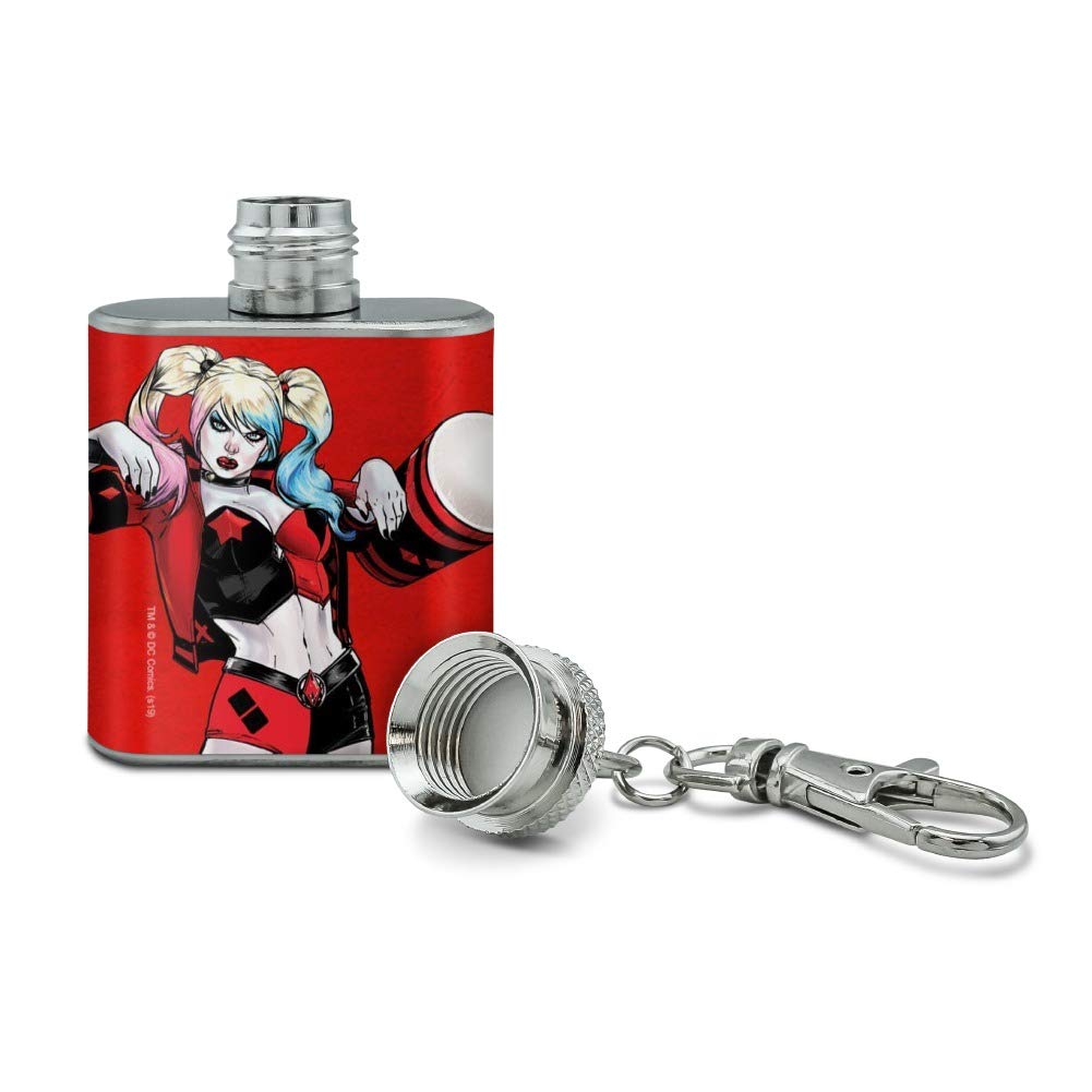 Harley Quinn Character Stainless Steel 1Oz Mini Flask Key Chain