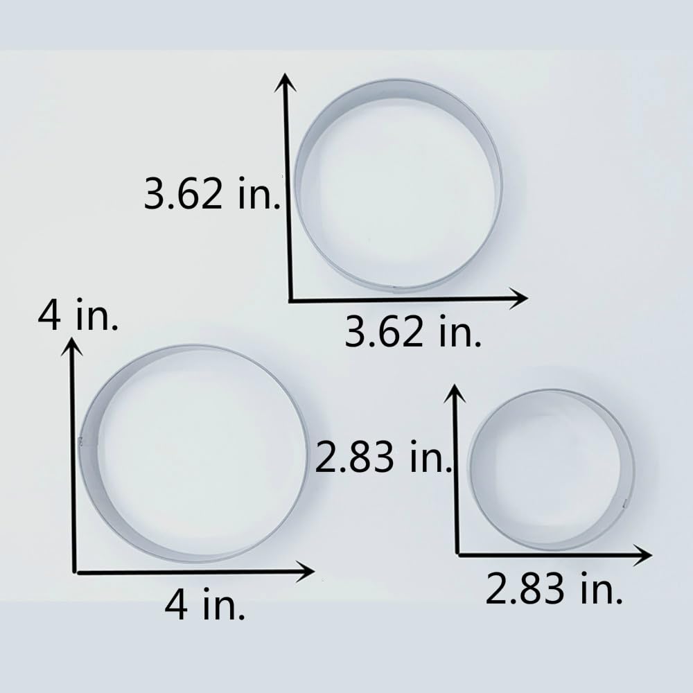 Liliao Round/Circle Cookie Cutters - 3 Various Size - Large: 4 Inches, Medium: 3.6 Inches And Small: 3 Inches - Stainless Steel