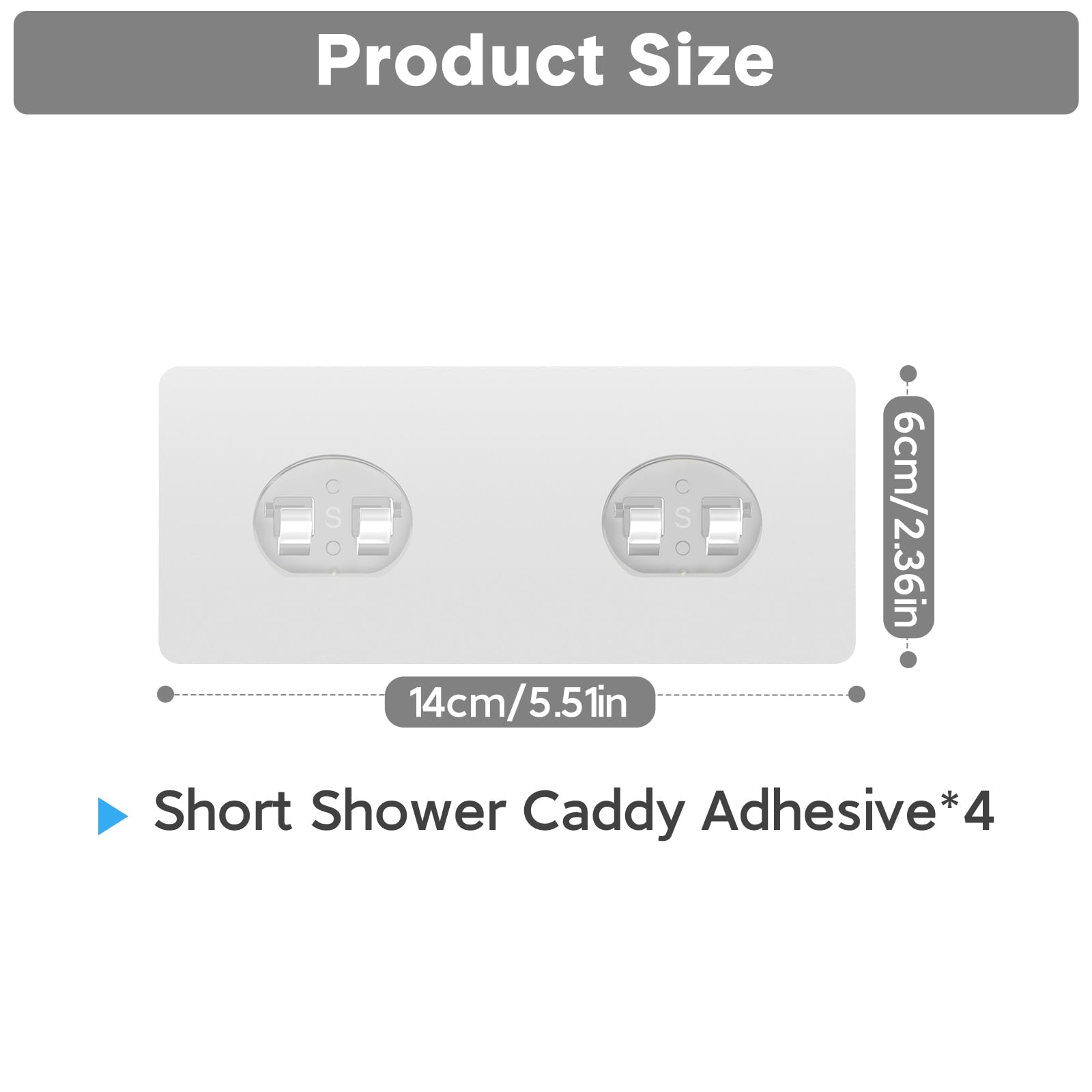 Lsnisni 4 Pack Shower Caddy Adhesive Replacement, Strong Adhesive Hooks For Shower Caddy, Waterproof Shower Adhesive Strips, No