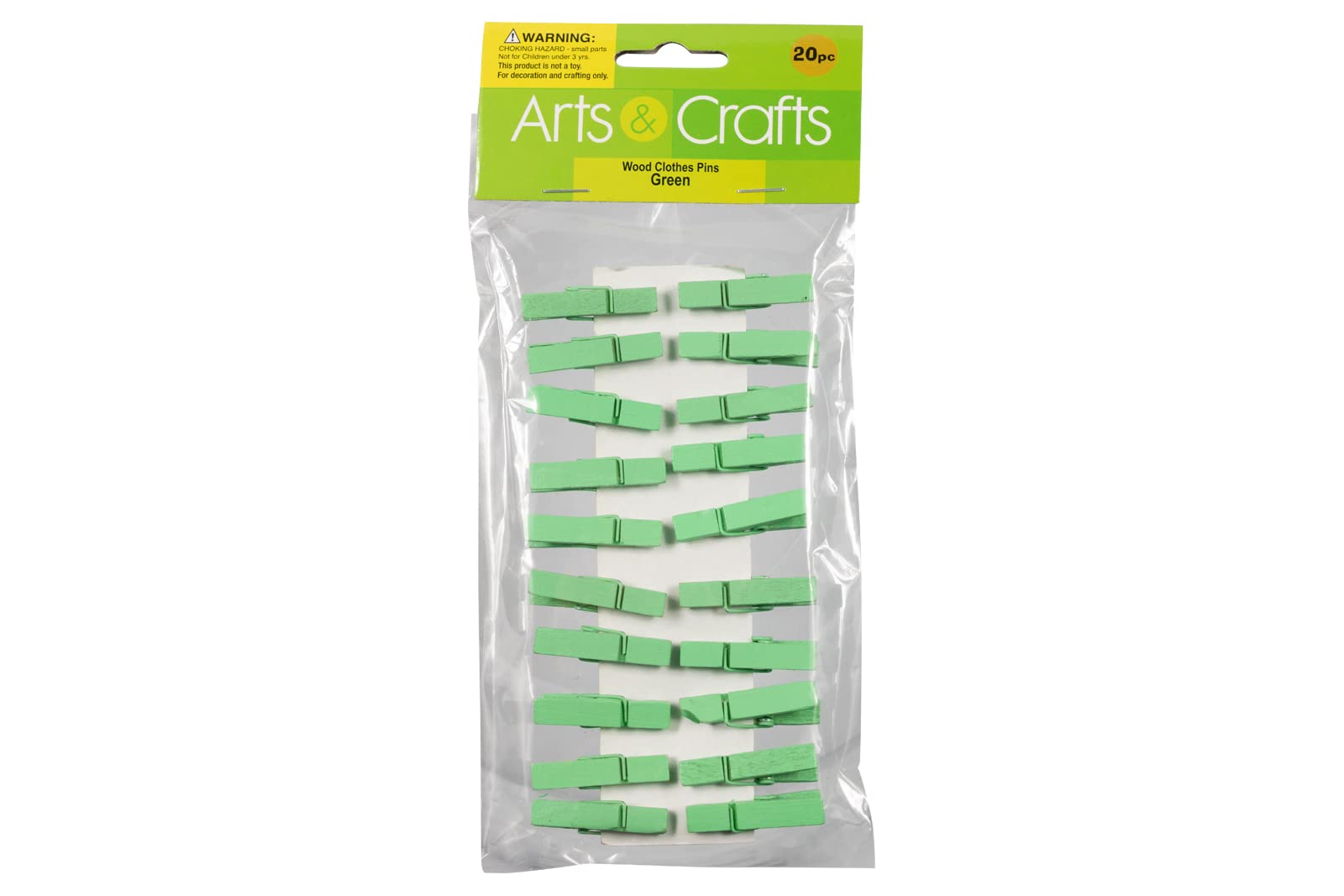 Jam Paper Wood Clip Clothespins - Standard - 1 3/8 Inch - Green - 20 Clothes Pins/Pack