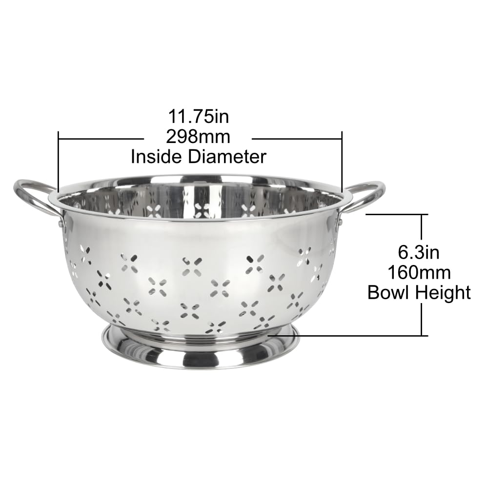 Lindy'S Stainless Steel Colander For Home Kitchen With Handles And Stable Base - For Straining, Steaming, Draining And Rinsing (