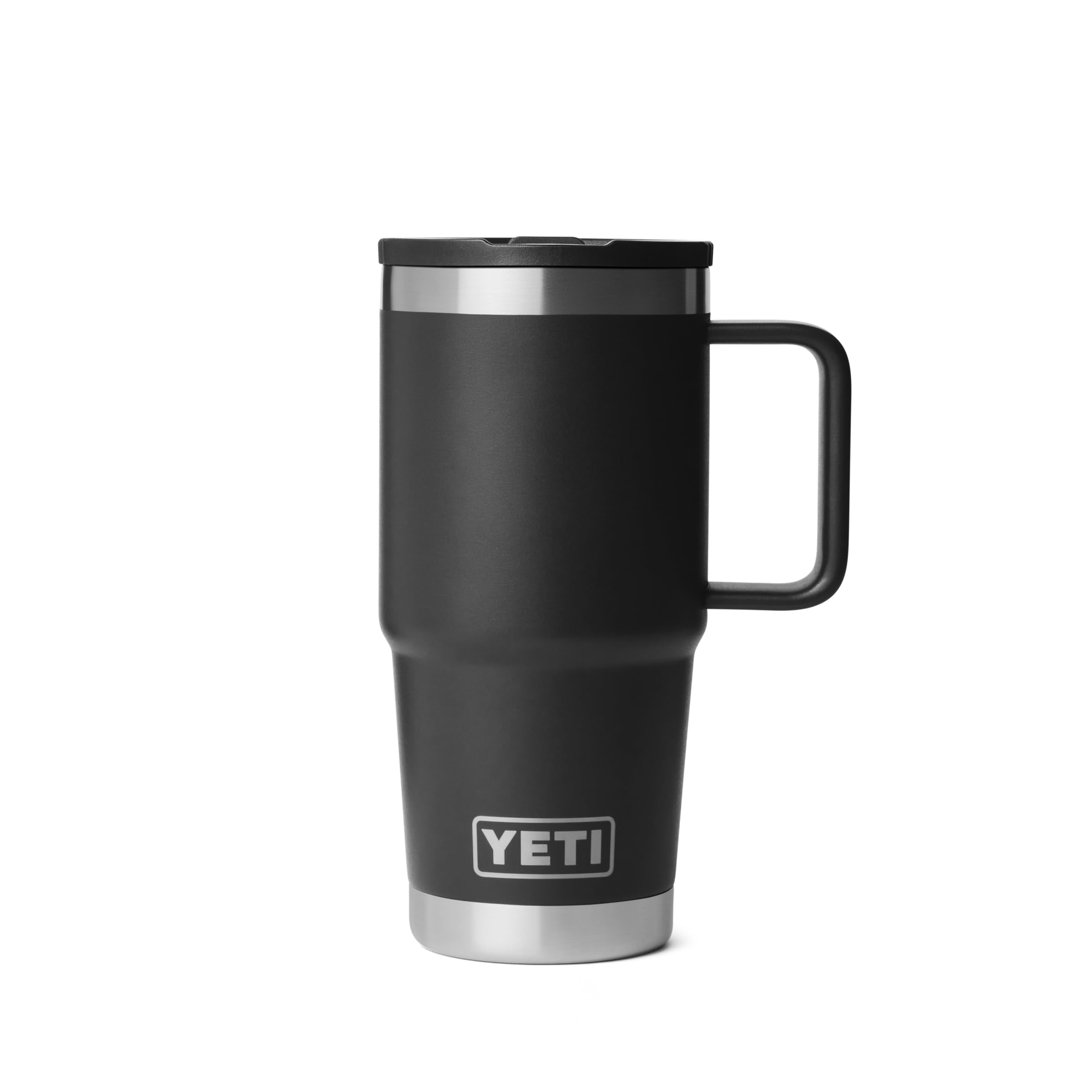 YETI Rambler 20 oz Travel Mug with Flip Straw Lid - Stainless Steel, Vacuum Insulated, Leakproof, Cup Holder Friendly, Black