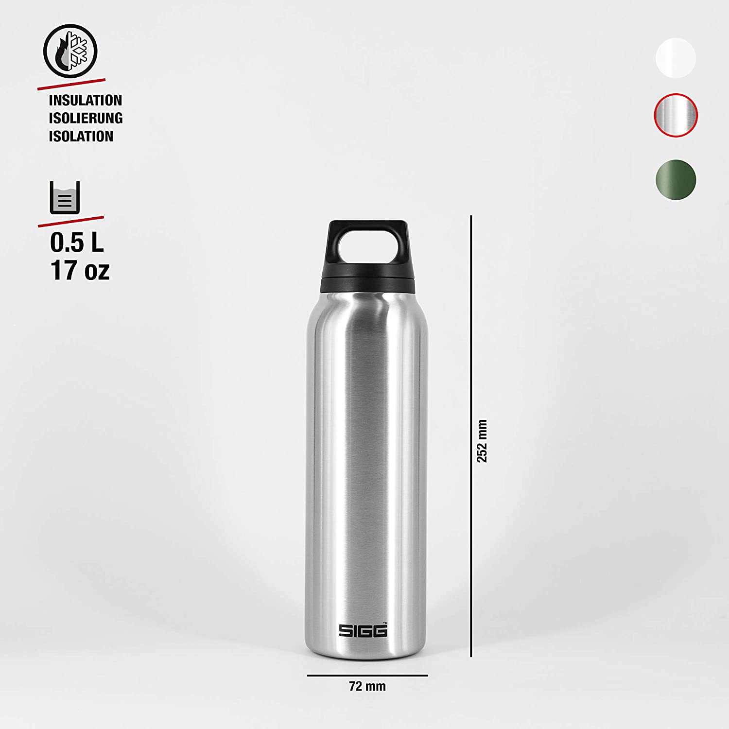 Sigg - Insulated Water Bottle - Thermo Flask Hot & Cold - Leakproof - Bpa Free - 18/8 Stainless Steel - 17 Oz