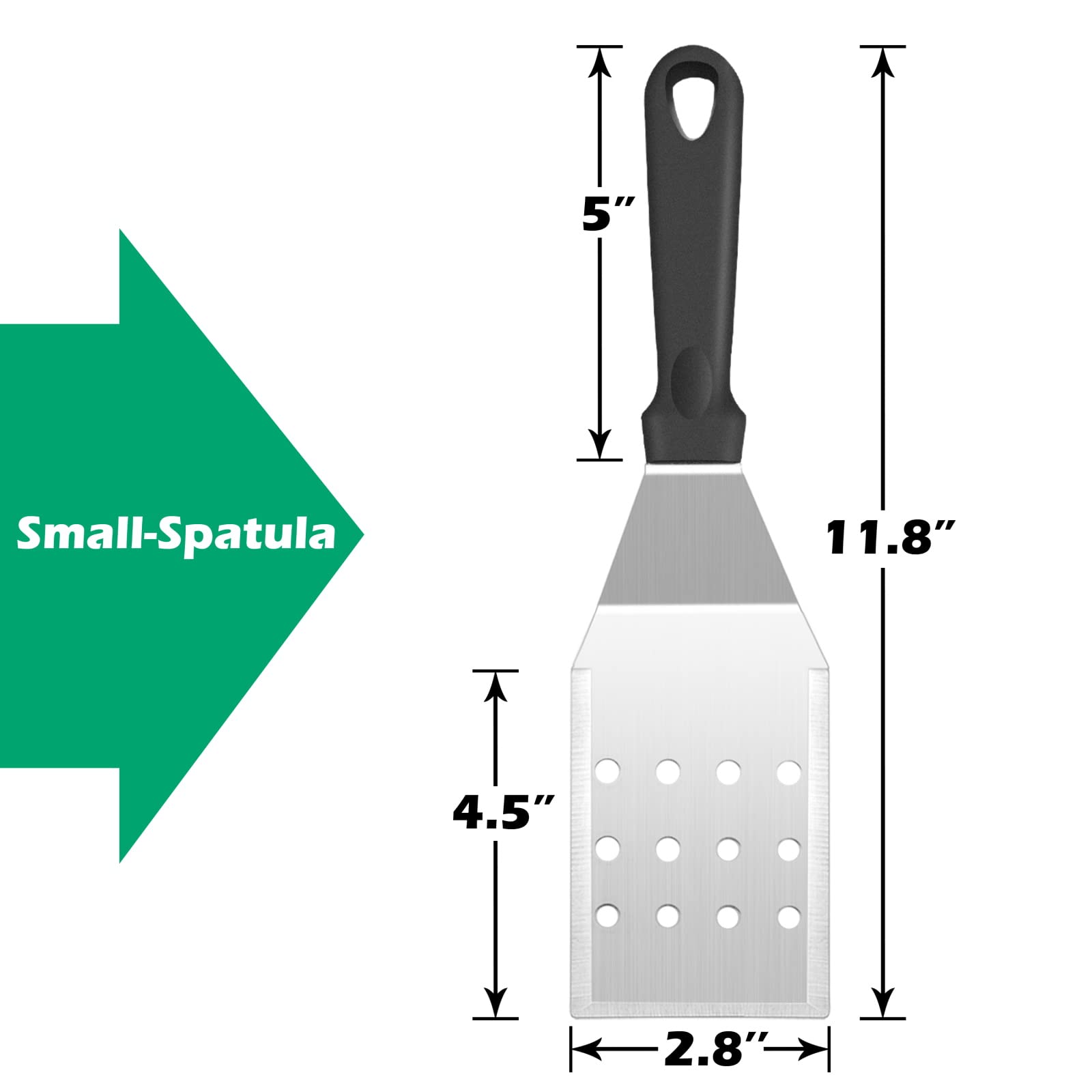 Metal Spatula Set Of 2, Hasteel 11.8 X 2.8In Stainless Steel Perforated Spatula & Solid Turner Flipper, Flat Top Griddle Teppany