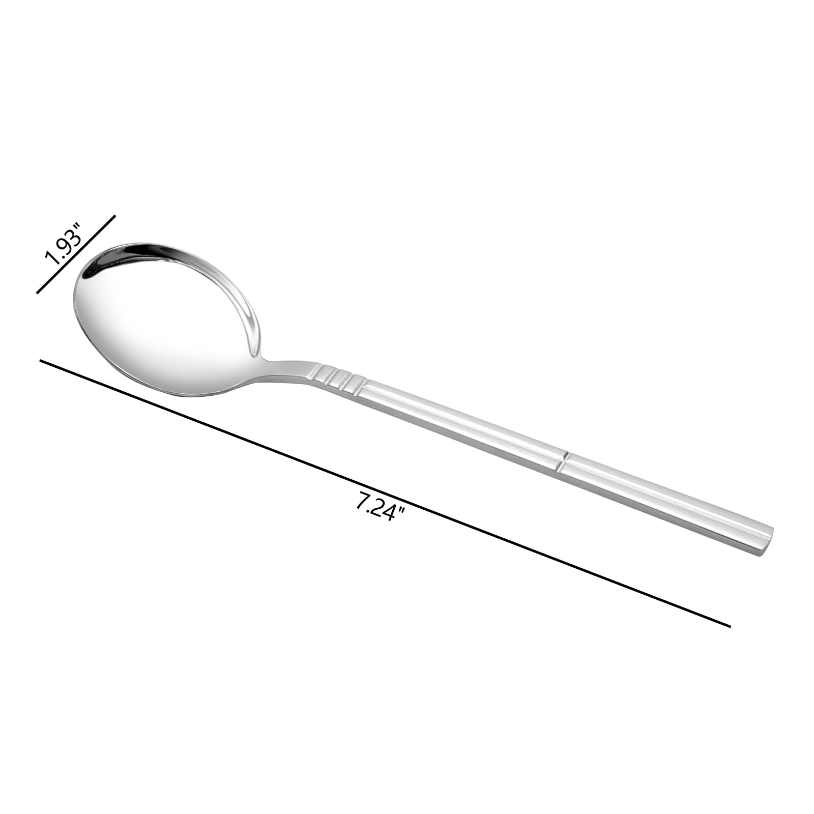 Saedy Round Soup Spoons, 12 Pieces Bouillon Spoon, Stainless Steel