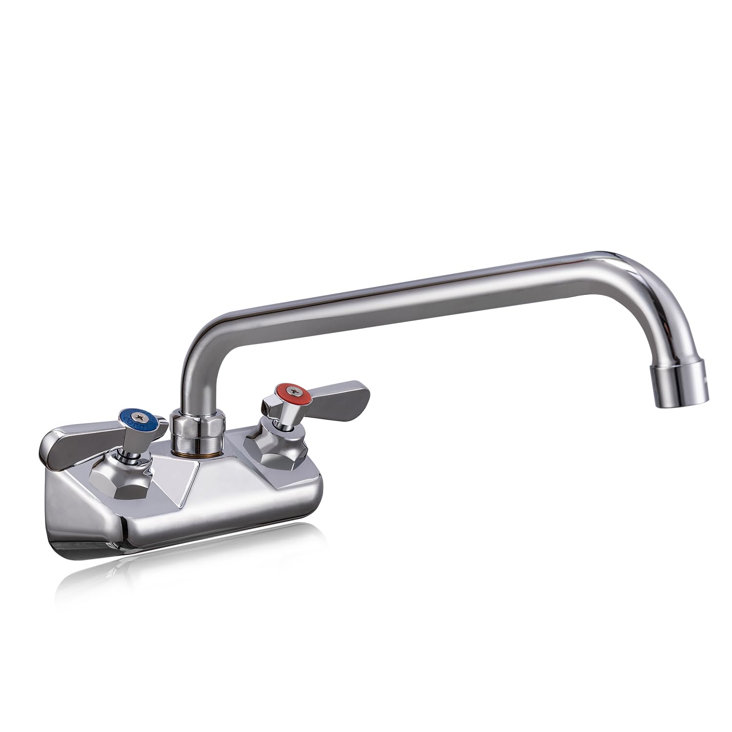 Phivan Commercial Sink Faucet 4 Inch Center Wall Mount Bar Sink Faucet 2 Hole Brass Constructed with 12 Swivel Spout 3 Compartme