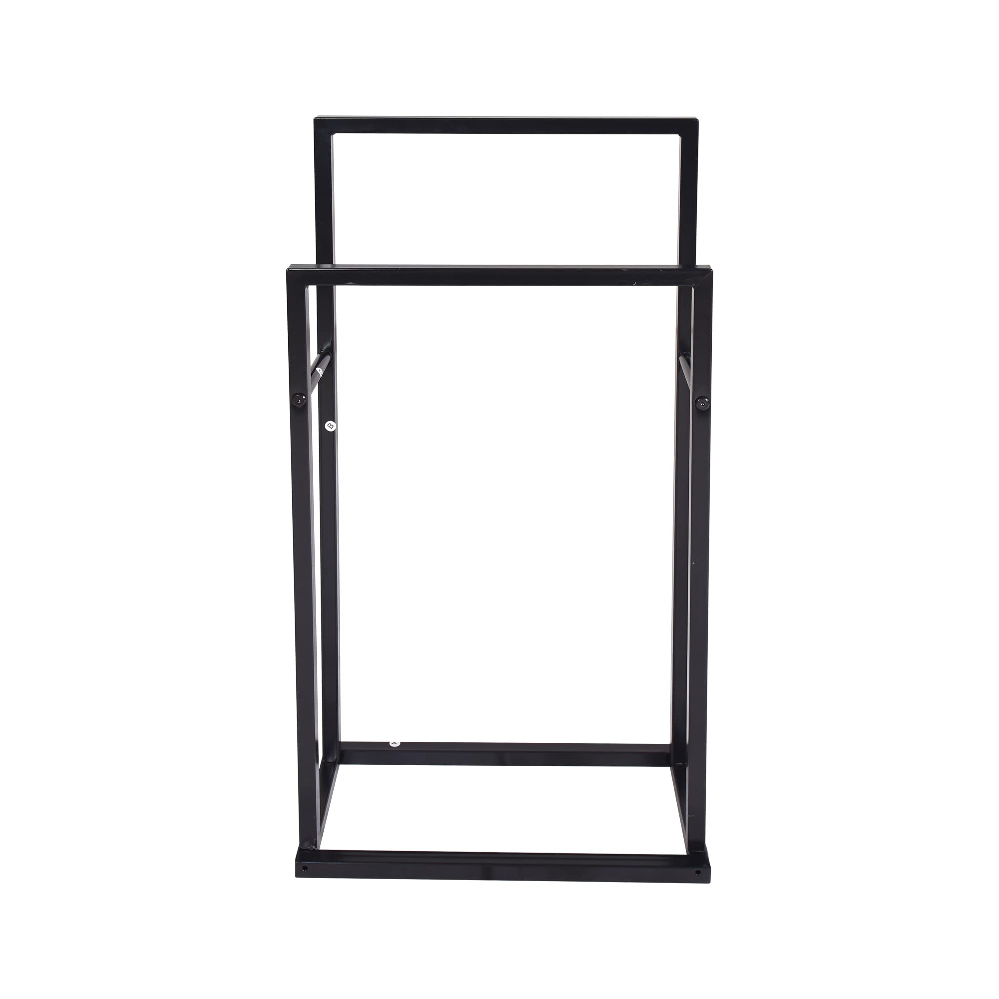 Bofeng 2-Tier Freestanding Black Towel Rack Steel Metal Towel Bar Holder,Modern 2 Bars Ladder Rust-Resistant Drying Rails,Bathro