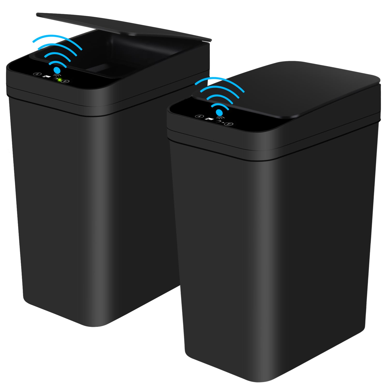 Anborry Bathroom Automatic Trash Can 2 Pack 2.2 Gallon Touchless Motion Sensor Small Slim Garbage Can With Lid Smart Electric Na