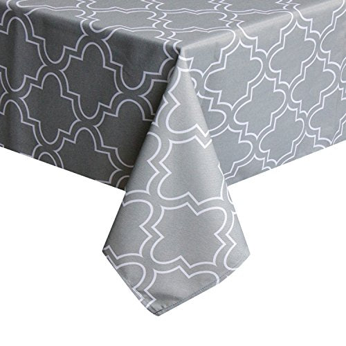 Ufriday Printed Tablecloths For Rectangle Tables, Light Grey Table Cloth Rectangular 60-Inch By 84-Inch