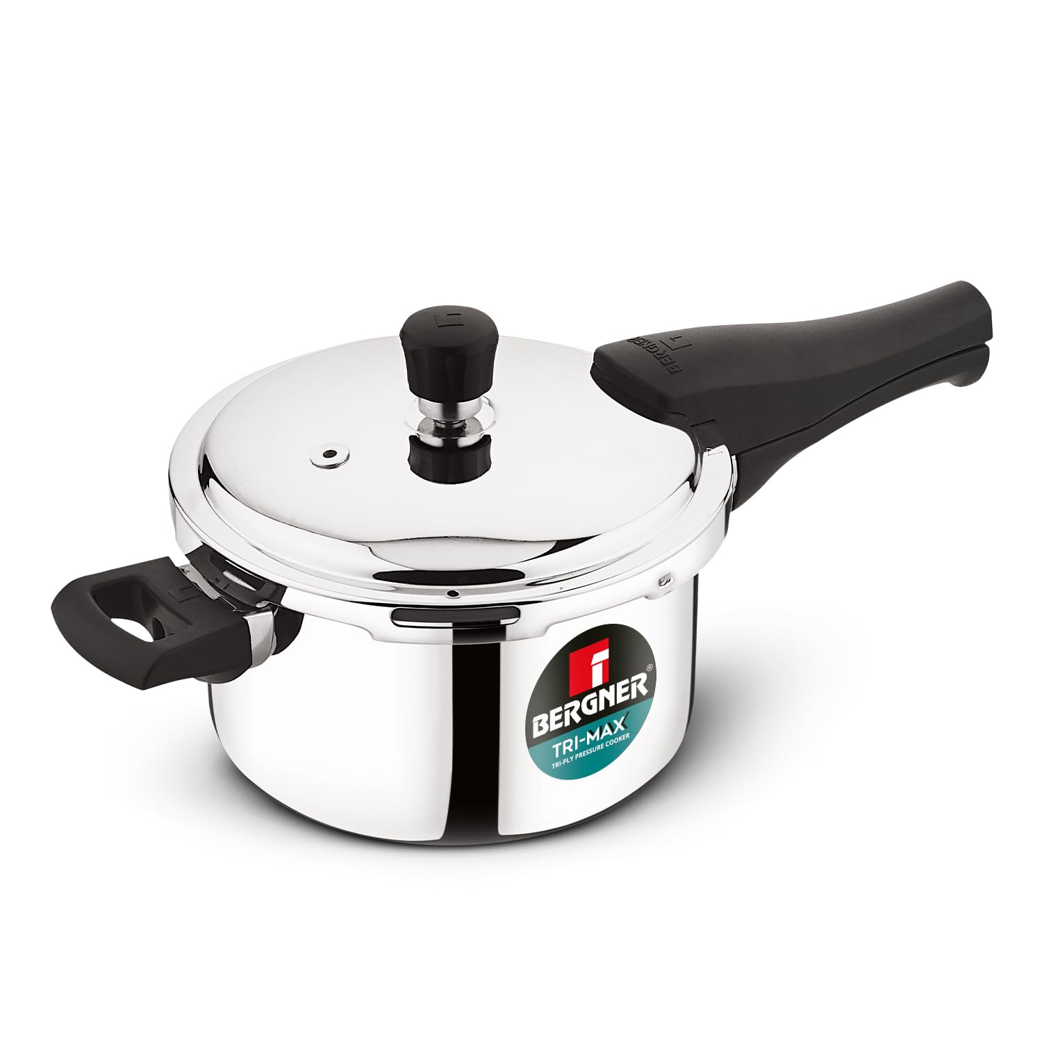 Bergner Tri-Max 5 L Triply Pressure Cooker, Outer Lid Cooker, Triply Body, Healthy Cooking, Durable Bakelite Handle, Safety Valv