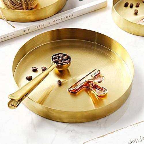 Newcomdigi Gold Tray Decorative, Gold Serving Tray, Brass Tray, Decorative Tray For Jewelry, Makeup, Candle, Toiletry, Kitchen T