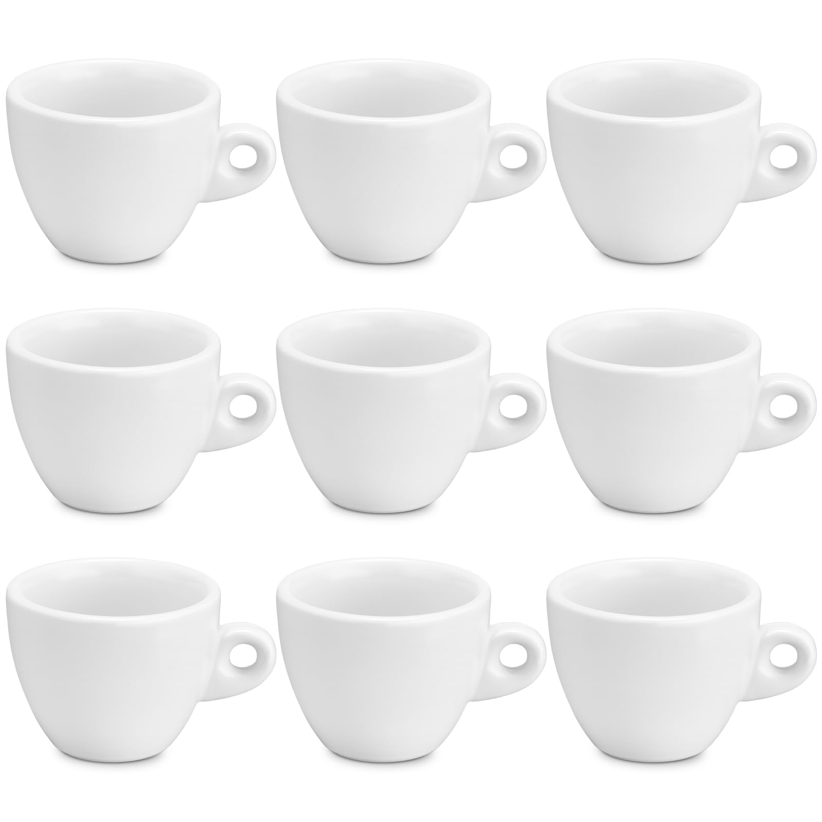 Reallnaive 10 Pcs 5 oz Porcelain Espresso Cup Set White Tiny Ceramic Coffee & Tea Mugs for Cafes Offices Homes and Restaurants