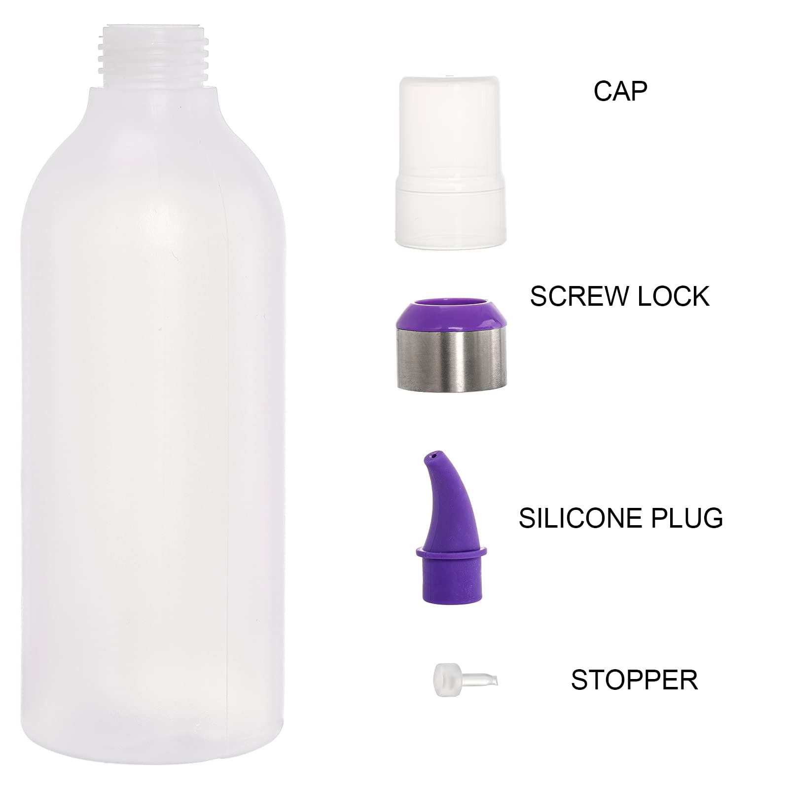 Lawei 6 Pack 15 Oz Plastic Squeeze Condiment Bottle - Plastic Squirt Bottles With Lids And Colored Tips - Perfect For Condiments