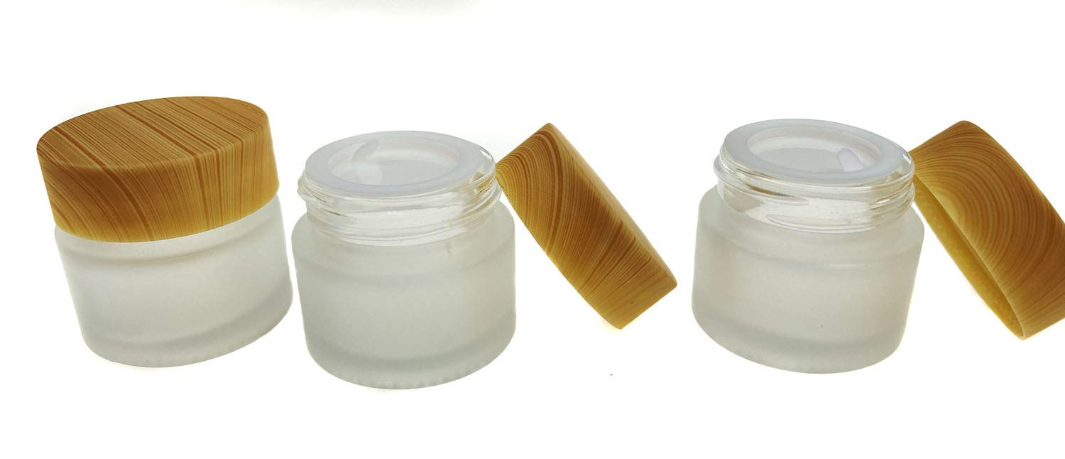 Happyupcity 3 Pcs 10G Translucent Frosted Glass Empty Refillable Cosmetic Cream Bottle With Screw Lid And Liner Balm Lotion Stor