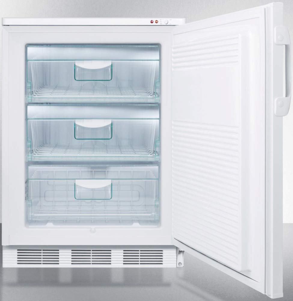 24'' wide all-freezer for freestanding use capable of -25 C operation; includes audible alarm  lock  and hospital grade plug