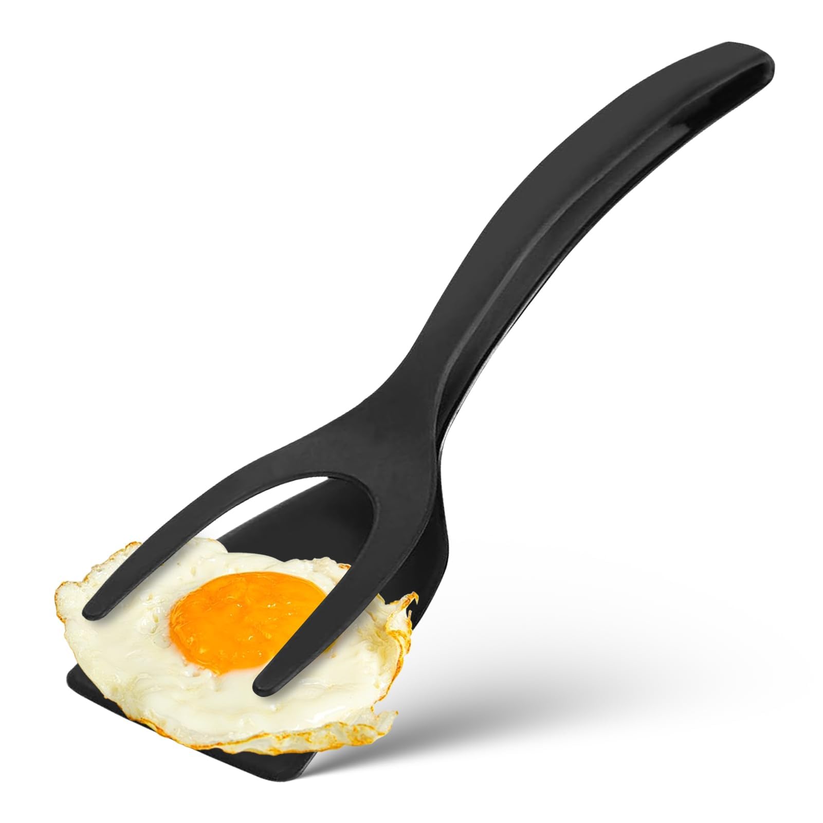 Kitchen Cooking Spatula, 2 In 1 Egg Spatula Silicone Fried Egg Grip Flip Tongs Double Sided Spatula Turner Multi Purpose Non Sti