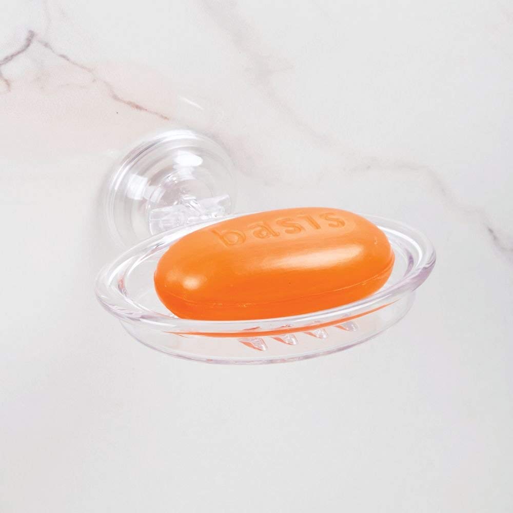 Interdesign Power Lock Soap Dish 2.5 In. H X 5 In. W X 5.5 In. L Clear Plastic