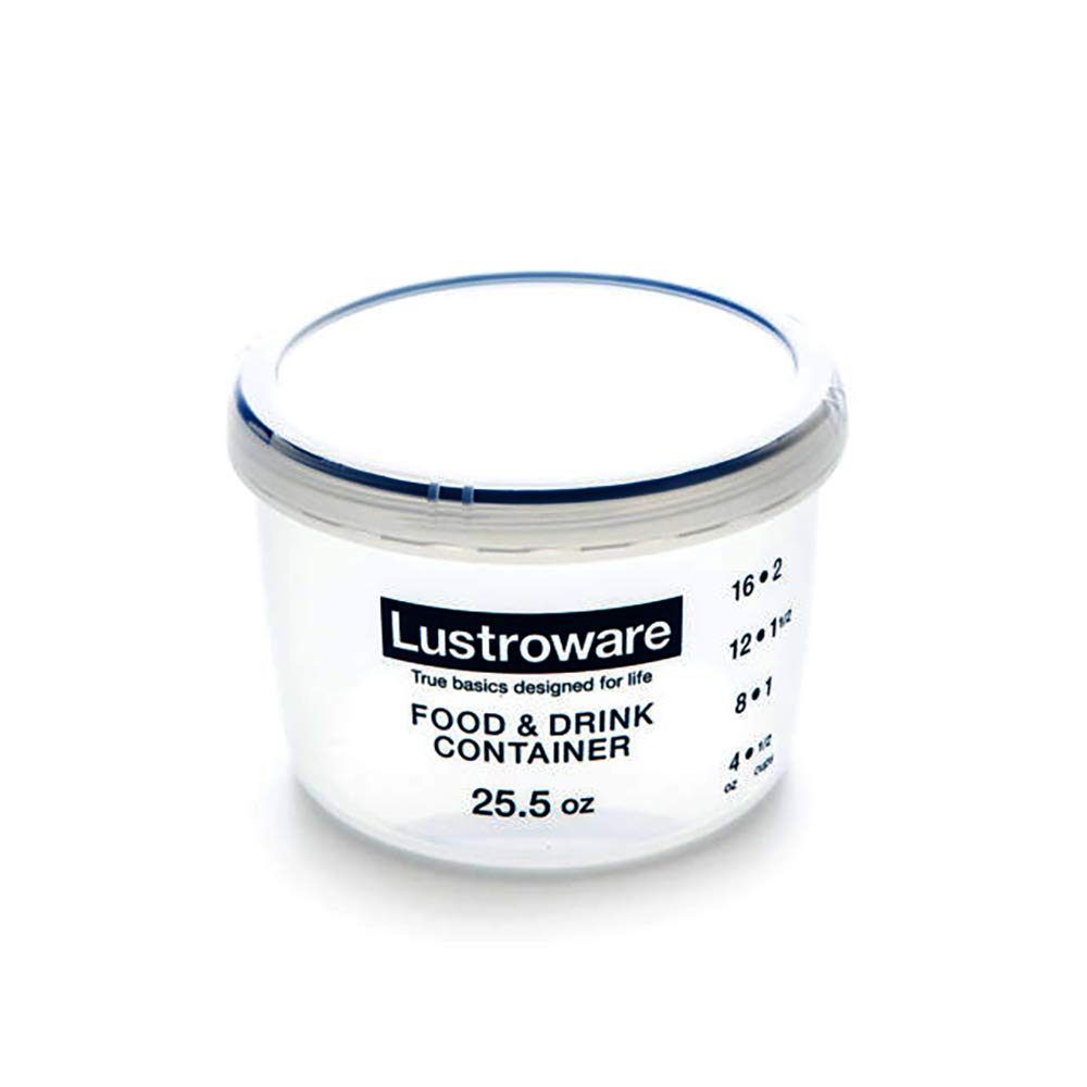 Lustroware Airtight Screw Top Food Containers With Measurement Marks | Bpa Free | Microwave And Dishwasher Safe (1, 25.5 Oz)