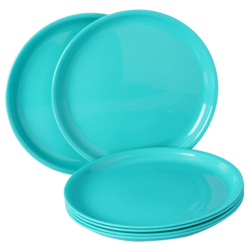 Everbuy Polypropylene Microwave Safe Break Resistant Dinner Plates, 9Pieces,-Multicolor