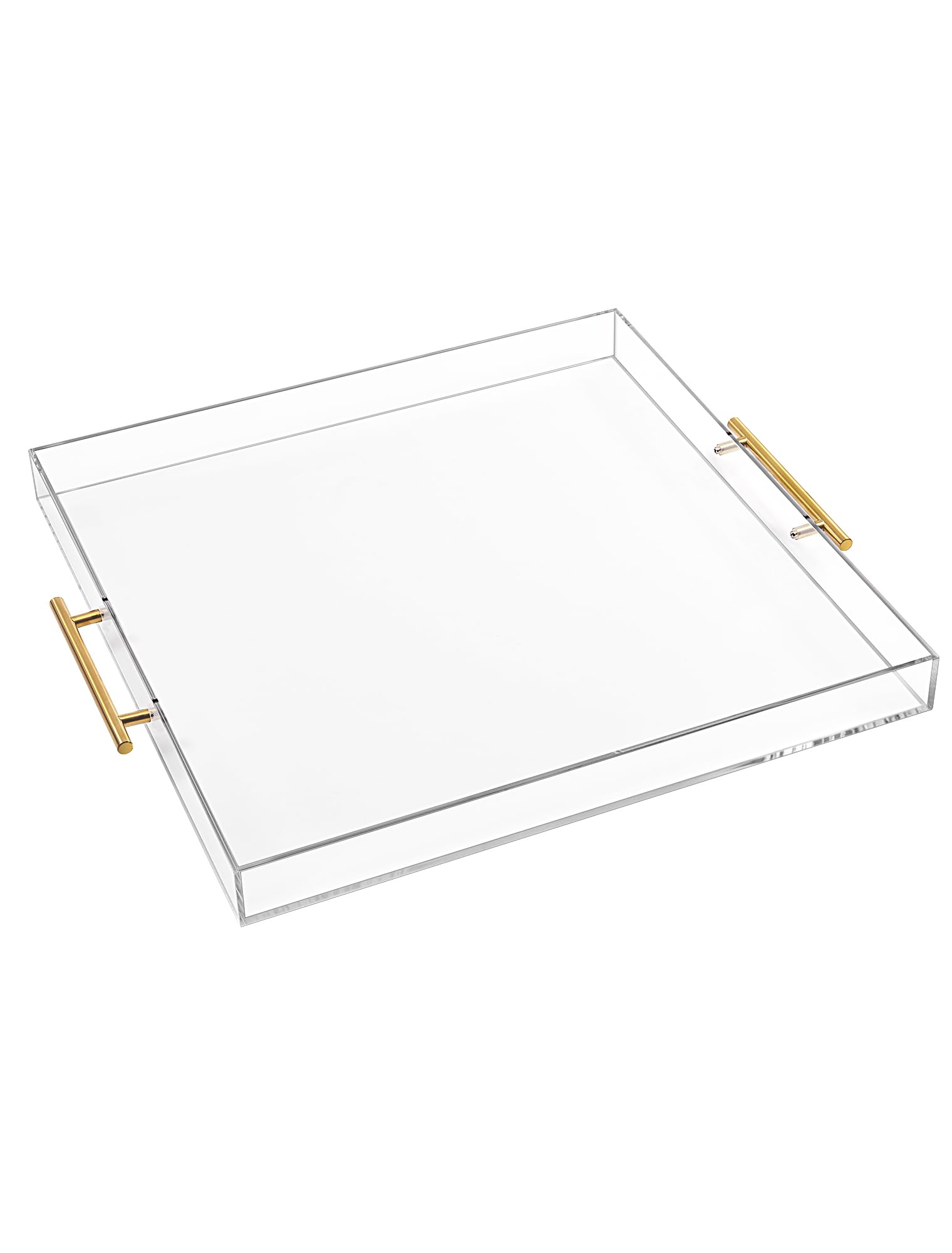 Extra Large Clear Acrylic Serving Tray (18  18 Inches) With Gold Handles Spill Proof Acrylic Over Size Big Decorative Tray Organ