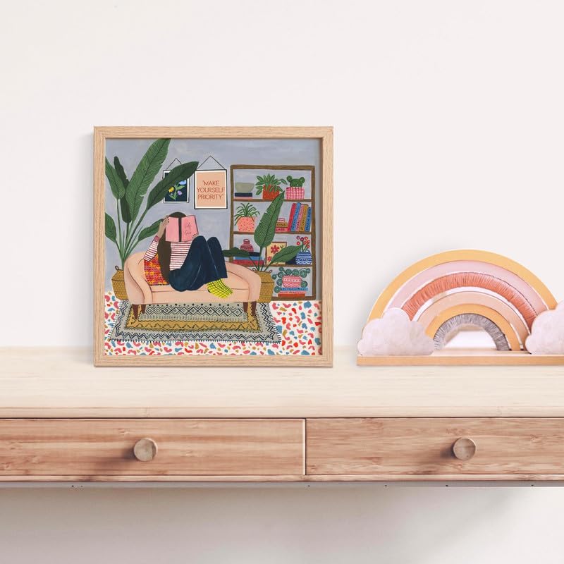 The Spring Palette | Make Yourself A Priority - Modern Wall Painting | Self Love Theme | Modern Art Painting For Living Room Bed