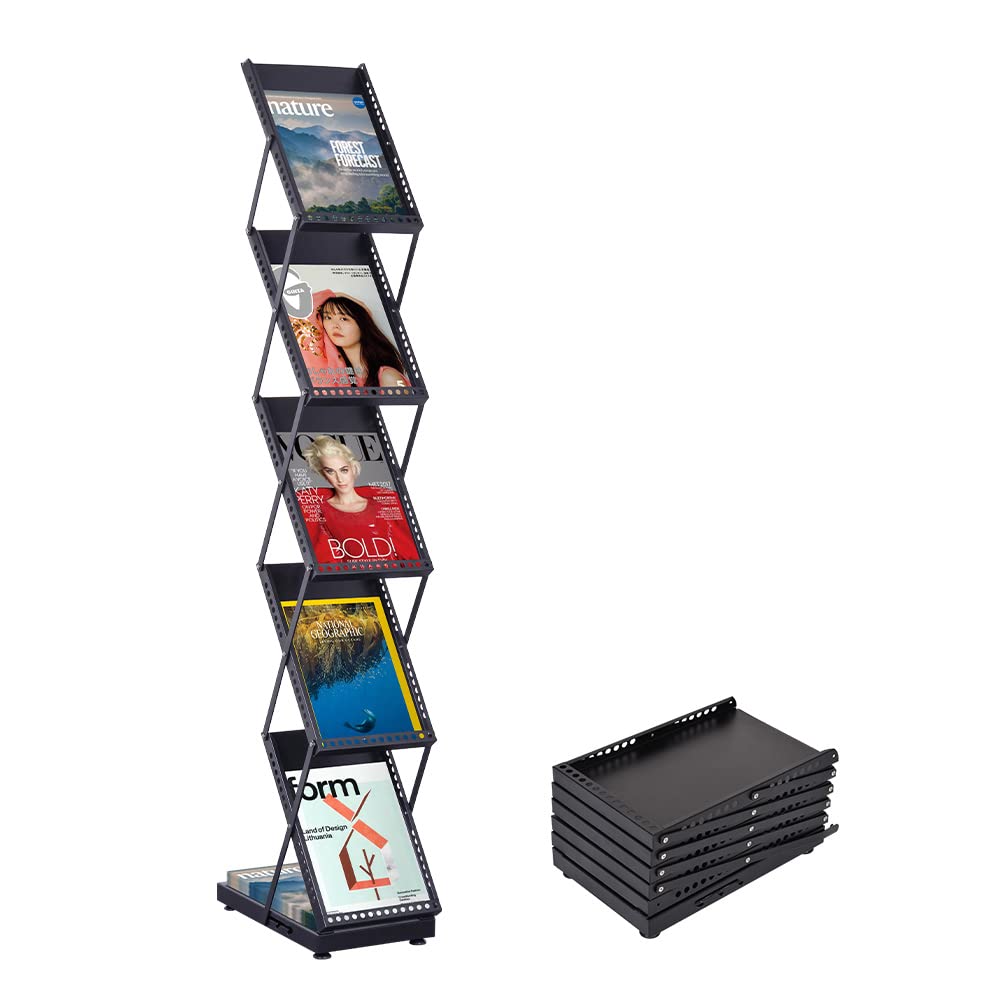 Kroey brochure display stand&Foldable Magazine Rack with 5 Pockets for Exhibition and Trade Show (67X9.5X14.5)