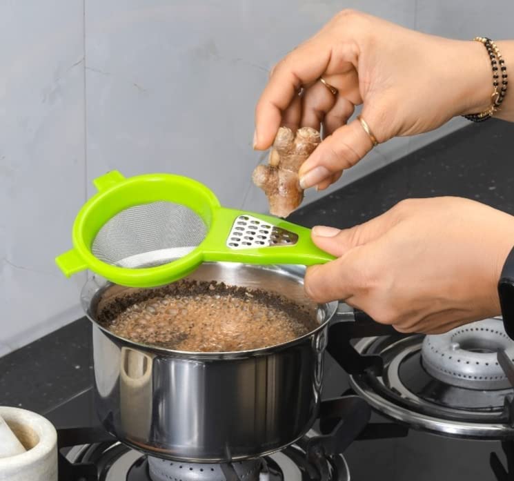 Sd Tea Or Coffee Strainer Sieves With Cheese, Ginger, Garlic, Nutmeg & Chocolate Grater (New Kitchen Gadgets) (Assorted Colour)