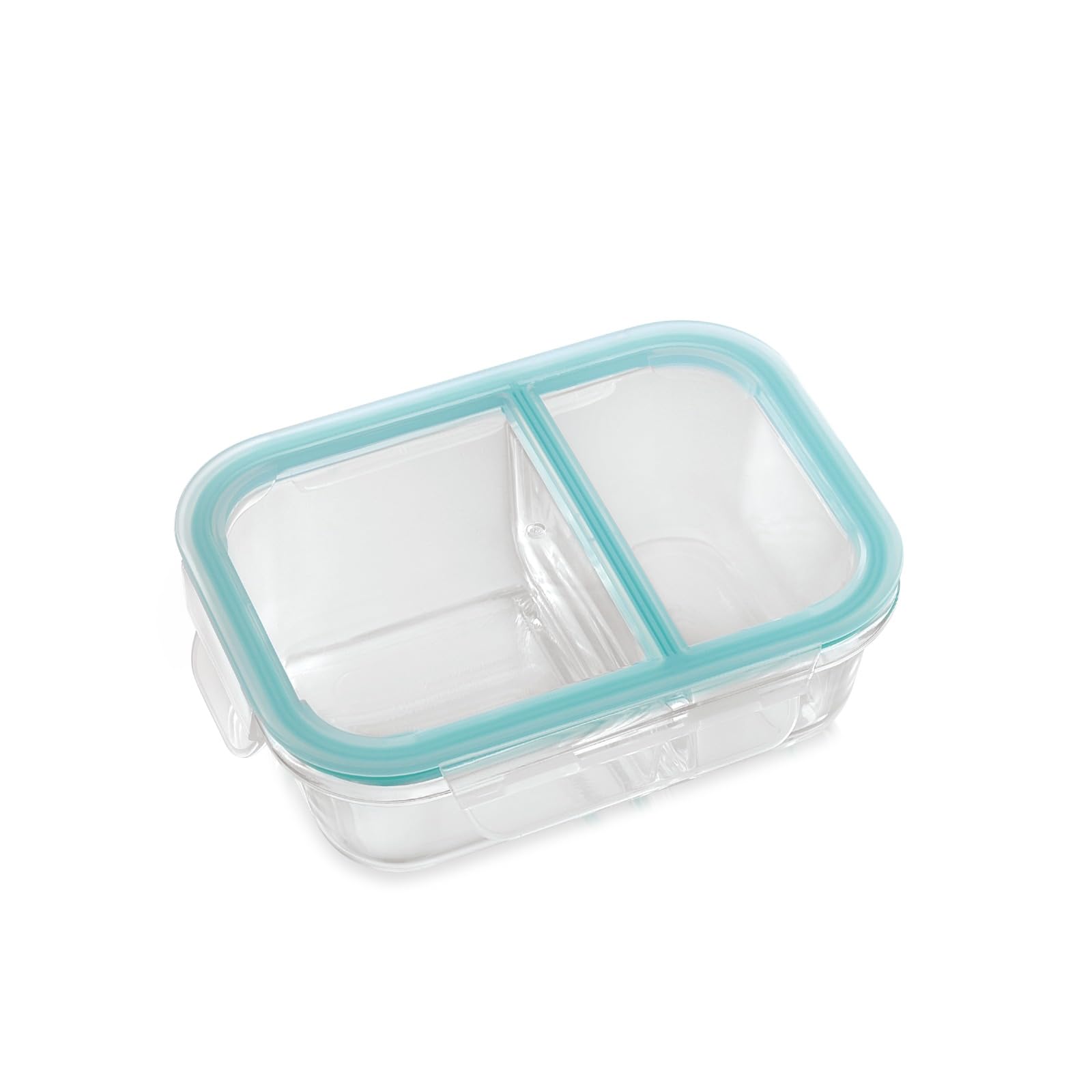 Attro Glassox Lunch Box With Two Compartment & Locking Lid Borosilicate Glass Container Microwave & Freezer Safe Air-Tight Leak-