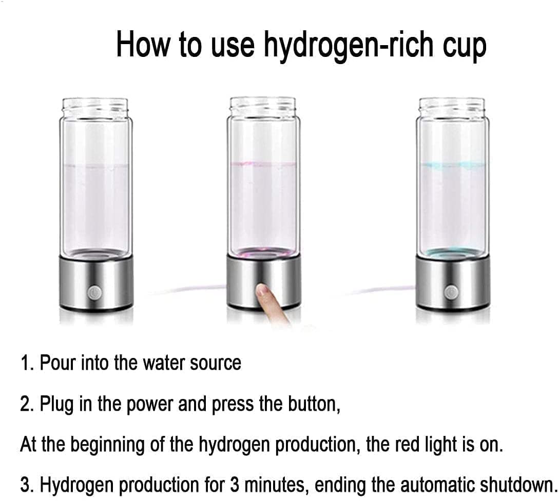 Hydrogen Water Bottle  Portable Hydrogen Water Ionizer Machine  Hydrogen Water Generator  Hydrogen Rich Water Glass Health Cup for Home Travel
