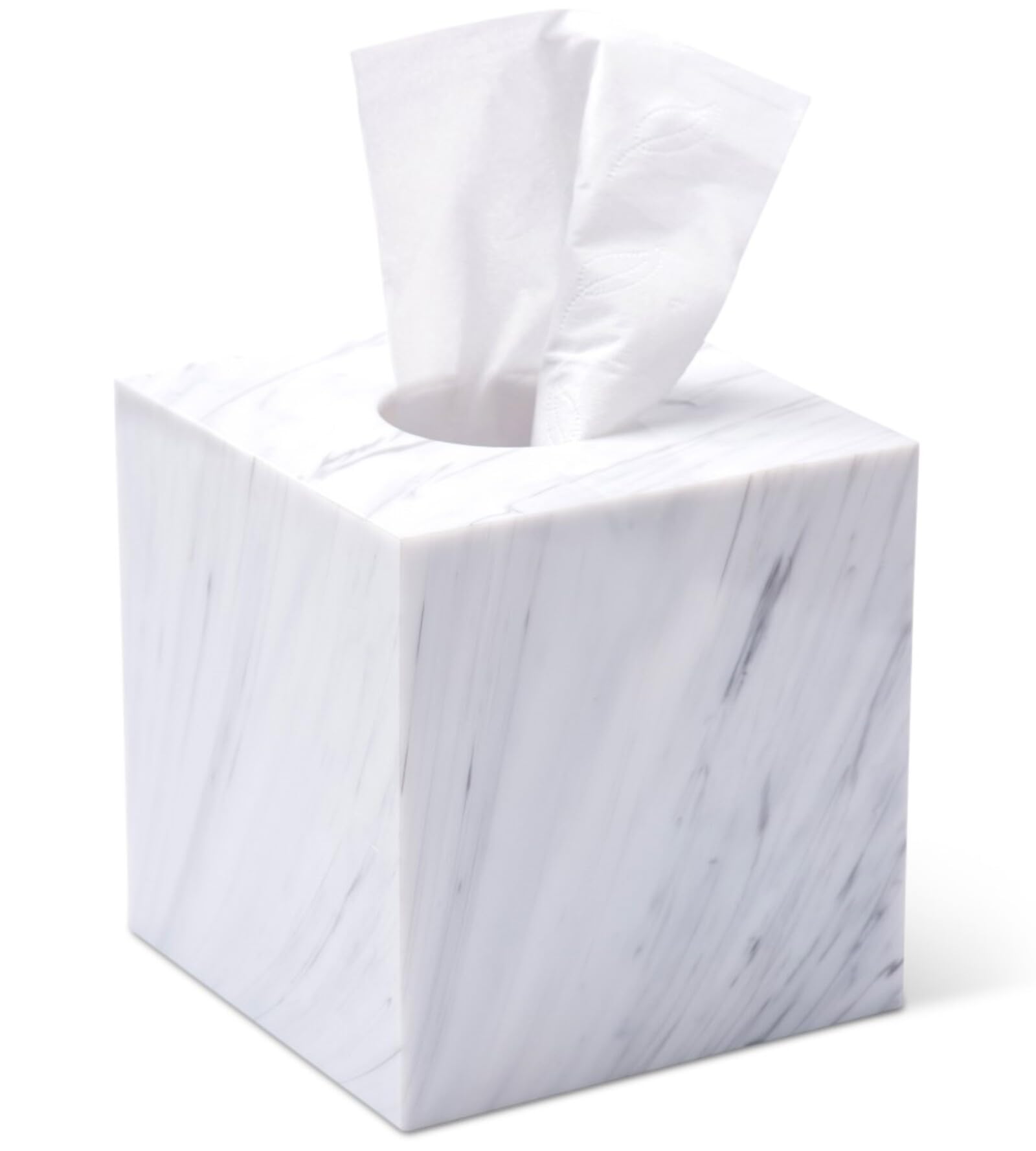 Tissue Box Cover Holder Square Marble Tissue Box Holder Bathroom Vanity Nightstand Bedroom Livingroom Decorative Decor Toilet Or