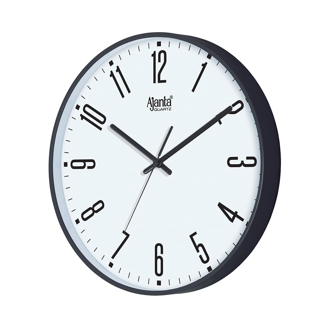 Ajanta 11 Inches Step Movement Wall Clock For Home And Offices (Black)