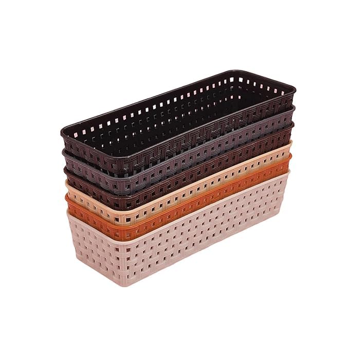 Dorlank Wardrobe Organizer For Storage 6 Pcs  Plastic Multipurpose Desk Organizer Tray, Multicolour Office Drawer Dividers Bins