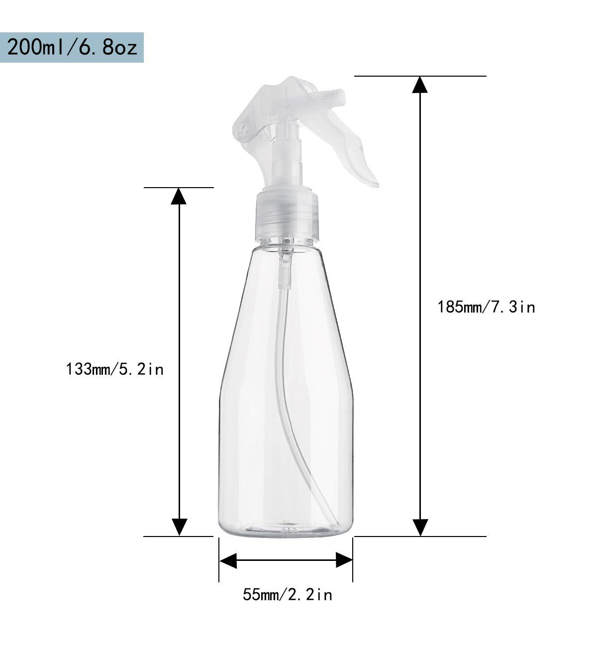 Dedoot Clear Spray Bottle For Hair, Plant Mister Spray Bottle, 2 Pack Empty Small 7Oz Plastic Refillable Trigger Sprayer, Leak P