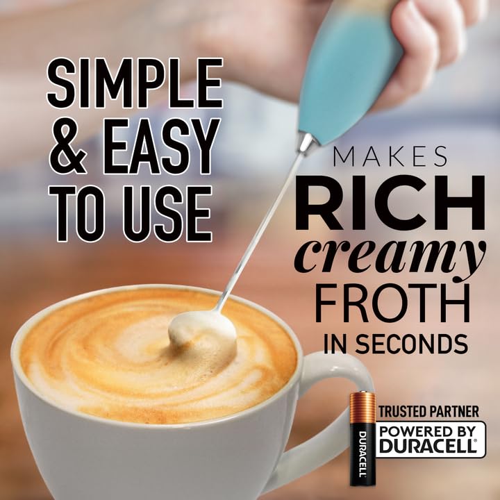 Zulay Powerful Milk Frother (4 Duracell Batteries Included) - Handheld Milk Frother Wand Drink Mixer For Coffee - Powerful Milk