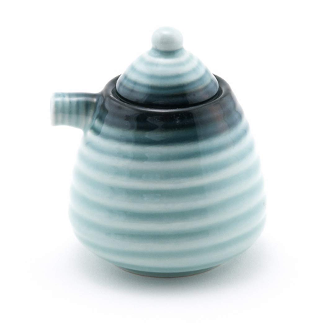Happy Sales HSSD-LTBL05, Japanese Style Earthenware Ceramic Oil Dispenser Ponzu Vinegar Dispenser Shoyu Soy Sauce Dispenser With