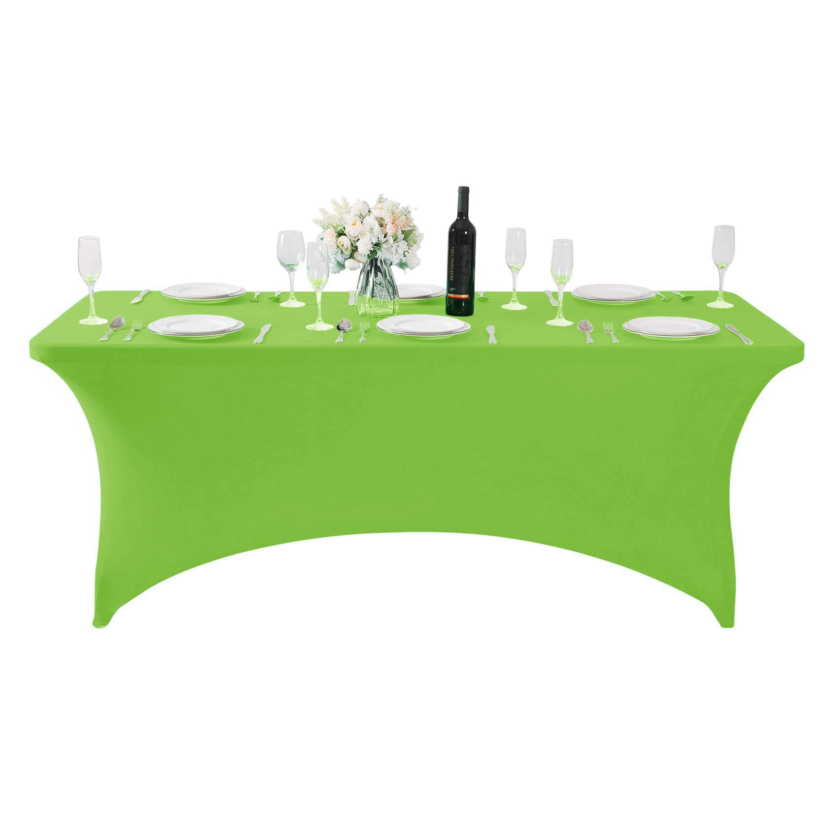 Hezuzo Spandex Table Cover For 6Ft Table Universal Fitted Stretch Tablecloth For Party, Banquet, Wedding And Events-Dusty Pink