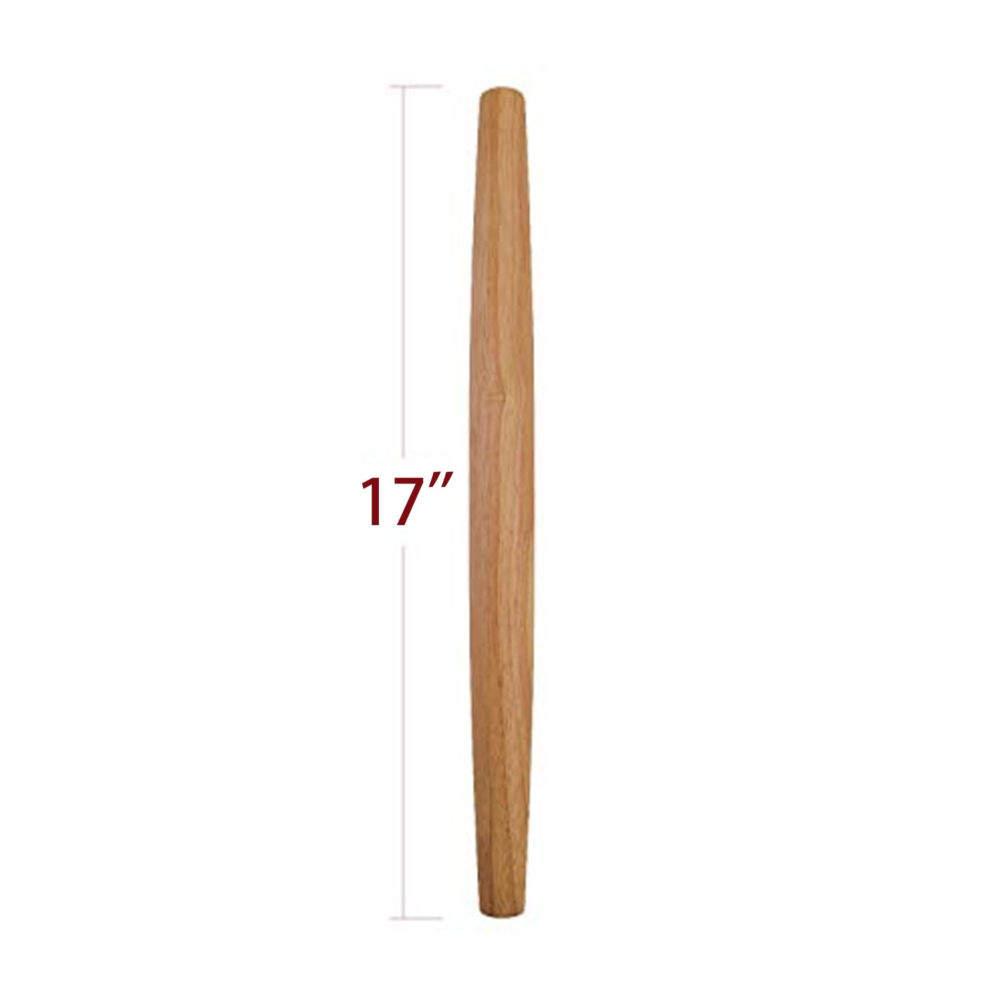 French Rolling Pin (17 Inches) -Woodenroll Pin For Fondant, Pie Crust, Cookie, Pastry, Dough -Tapered Design & Smooth Constructi
