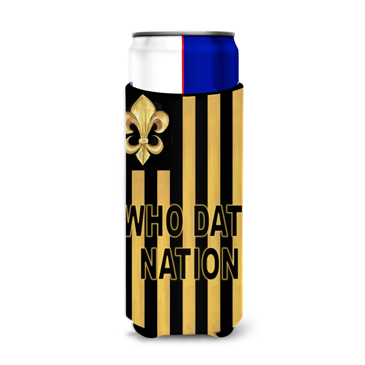 Black Gold Fleur de lis Ultra Beverage Insulators for slim cans 8199MUK