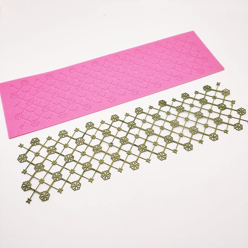 Anyana 15'' Sugar Edible Daisy Grid Lattice Lace Cake Silicone Embossing Mat Texture Fondant Impression Lace Mat Decorating Mold