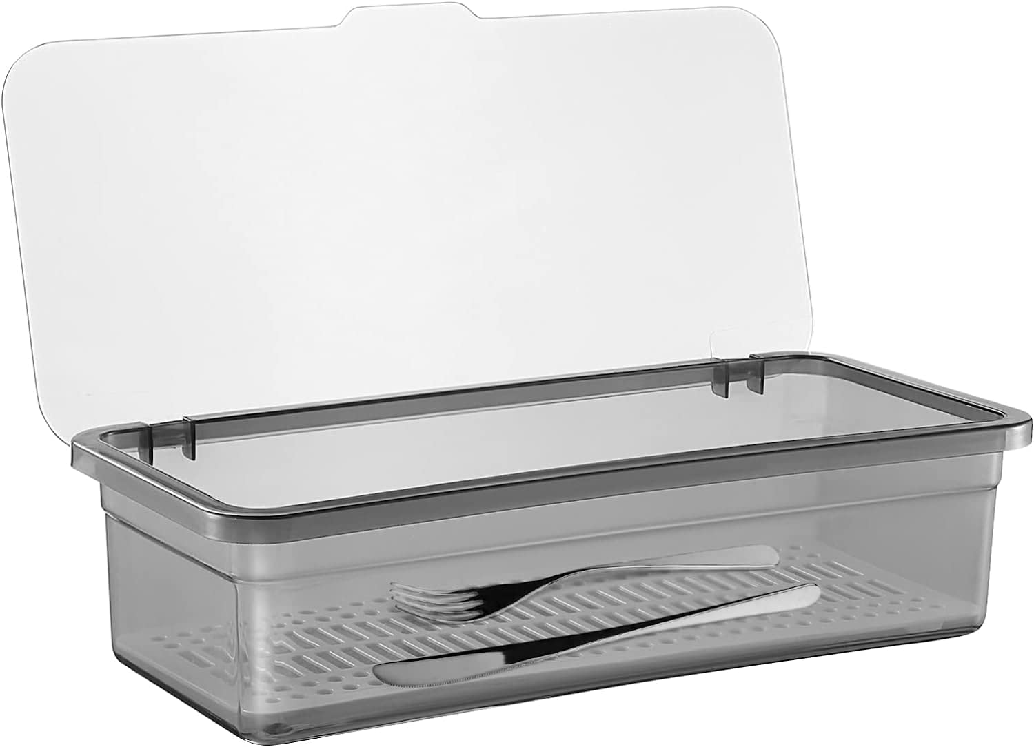 Kitchen Drawer Silverware Organizer Holder : Housoutil Flatware Tray With Lid - Kitchen Cutlery Tray And Utensil Drawer Organize