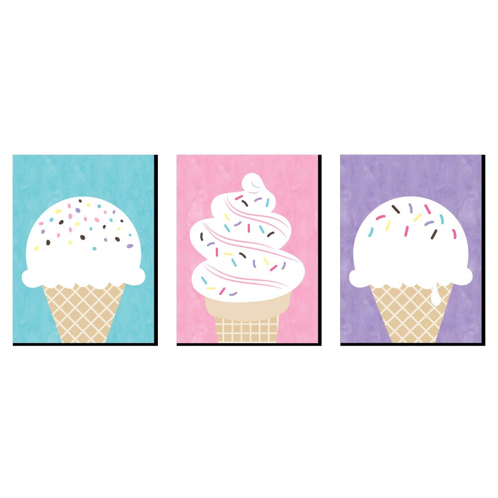 Big Dot Of Happiness Scoop Up The Fun - Ice Cream - Sprinkles Kitchen Wall Art, Nursery Decor And Restaurant Decorations - 7.5 X
