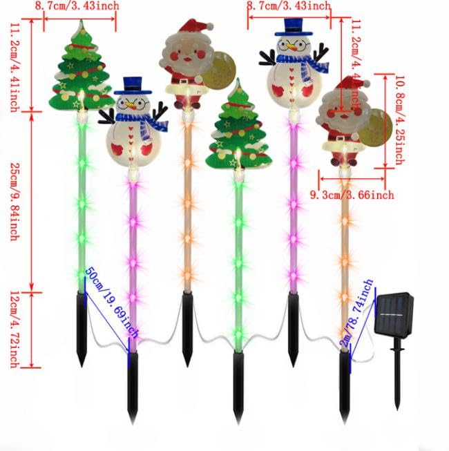 YZYOE 6 Pack LED Outdoor Solar Ground Inserted Christmas Decorative Lights, Waterproof Solar Courtyard Christmas Tree Snowman Sa