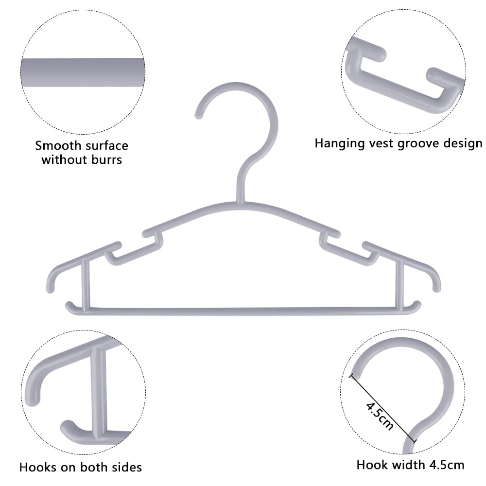 Goodtou Plastic Baby Hangers, Gray, 60 Pack, Sturdy And Durable, Ideal For Kids' Clothes