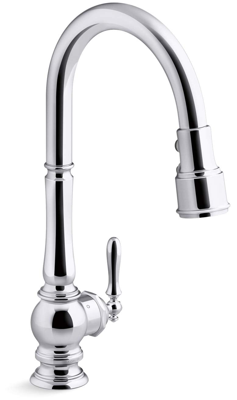 KOHLER K-29709-WB-CP Artifacts Touchless & Voice Controlled Pull Down Kitchen Sink Faucet with KOHLER Connect, Three Function Sp