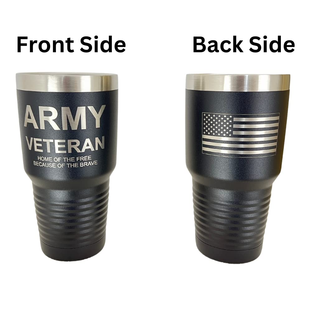 United States Army Veteran Travel Cup-Mug For Men & Women, Polar Camel Black 30 Oz. Vacuum Insulated Stainless Steel Tumbler Wit