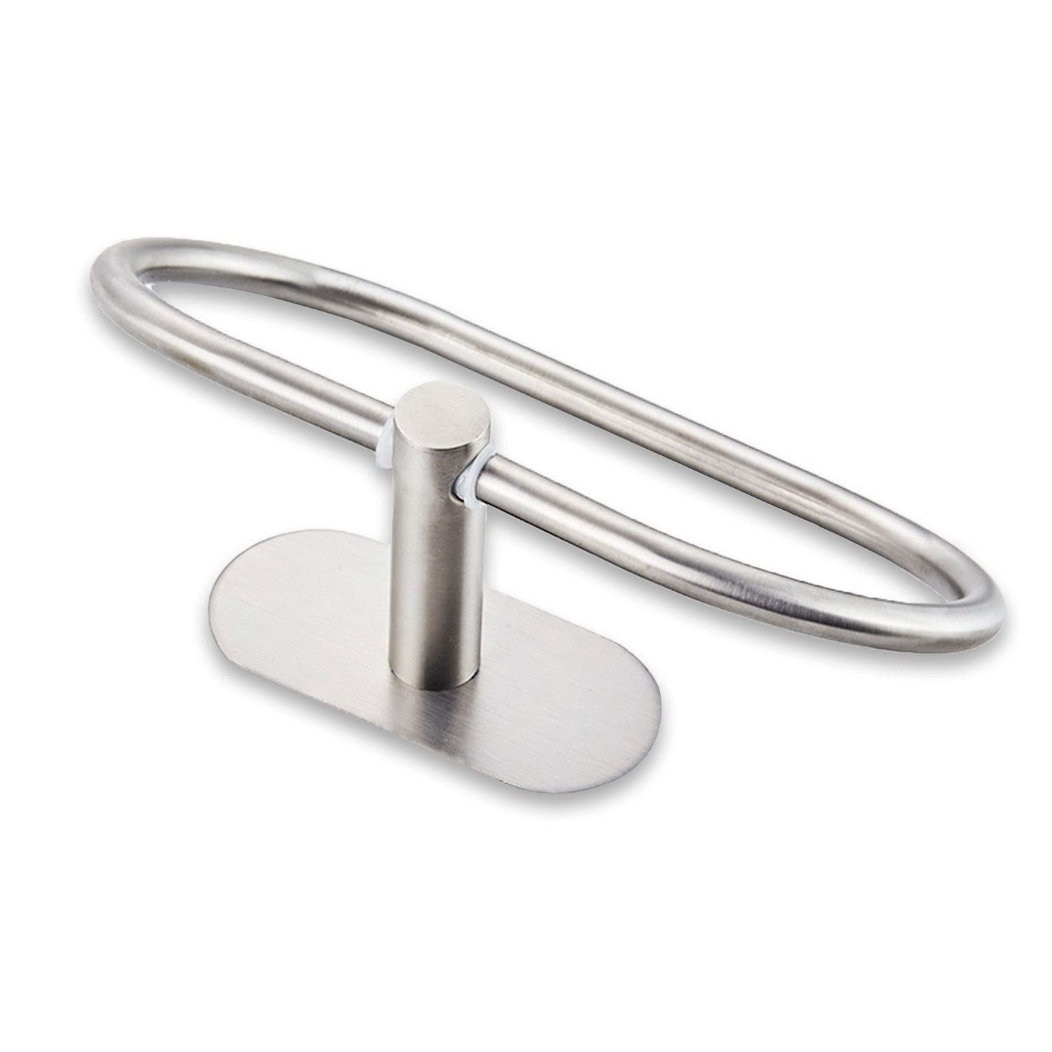 Besteffie Self Adhesive Towel Ring for Bathroom Stainless Steel Adhesive Hand Towel Holder No Drilling Modern Hand Towel Hanger Stick on Wall Brushed Nickel